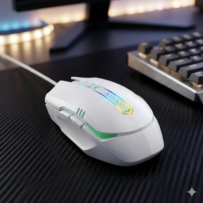 Mouse Optico Gamer Usb Luces Rgb Multiples Raton Pc Laptop Blanco