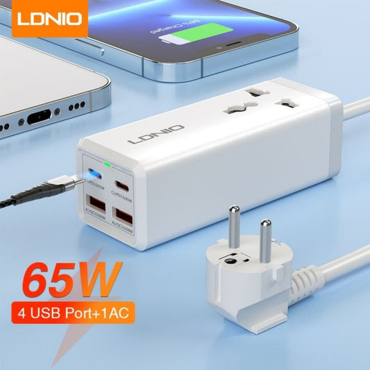 Cargador Usb Tipo C Y Usb Carga Rapida 65w + Enchufe Schuko