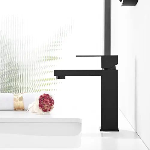 Grifo De Baño Negro Mate De Un Solo Orificio Manija In