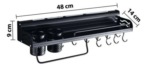 Organizador Cubiertos Cocina De Pared Estante Especiero Negro