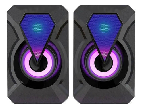 Parlantes Pc Gamer Rgb Usb Audio 3.5mm Compactos Notebook Negro