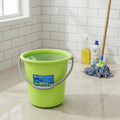 Balde Multiuso Plástico Manija Tapa Asa 29x30cm Jardín Baño Verde
