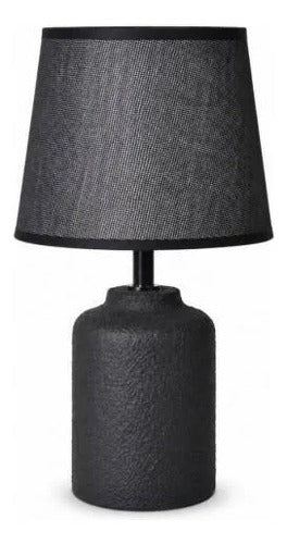 Lámpara De Mesa Cerámica Pantalla Tela E27 33cm Negro