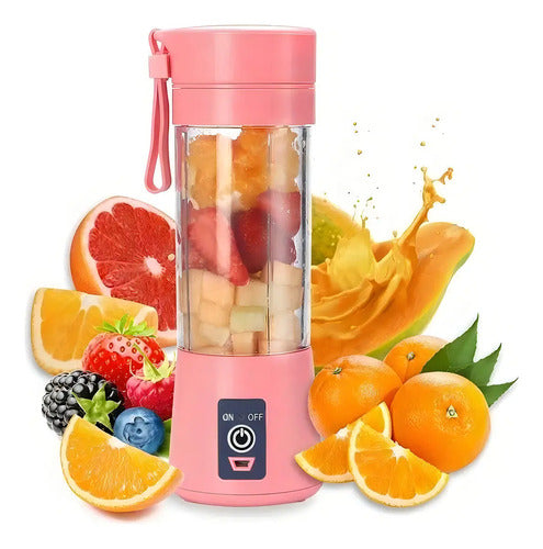 Licuadora Portátil Genérica Liquidificador Portatil 300 Ml Rosa Con Jarra De Vidrio - Incluye 6 Accesorios