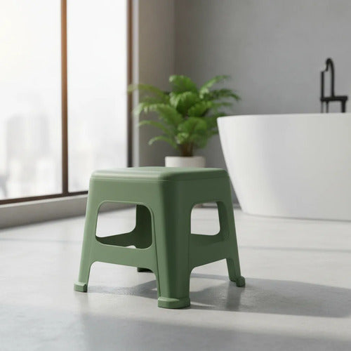 Banco Taburete Banquito Plástico Multiuso 22x22x24,5cm Mate Verde