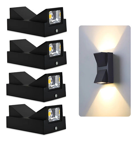 Set X4 Aplique Pared Bidireccional Lampara Foco Exterior