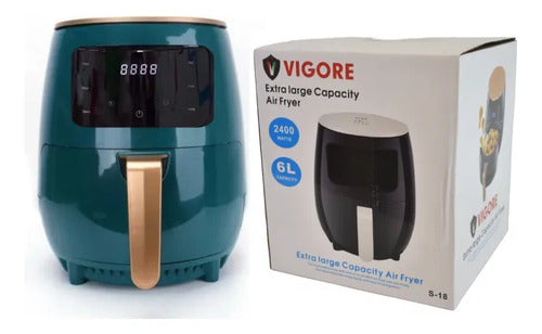 Maquina Freidora Aire Electrica 6lt 2400w Digital Cocina Verde Oscuro