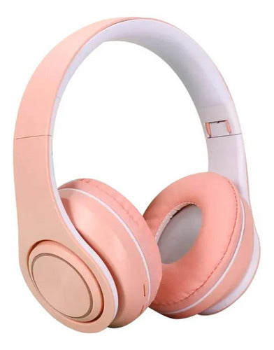Auricular Bluetooth Usb Tf Plegable Vincha Ajustable 3.5 Hd Rosa