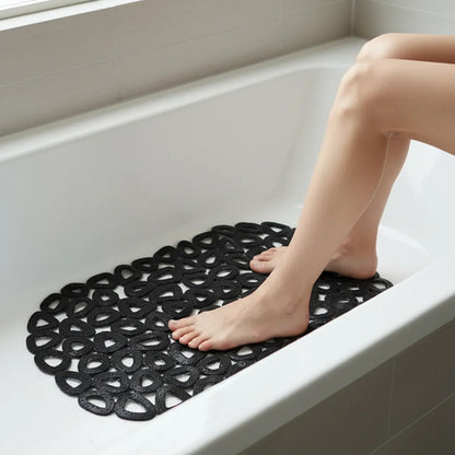 Alfombra Goma Antideslizante Baño Ventosas Diseño 34x64cm Negro