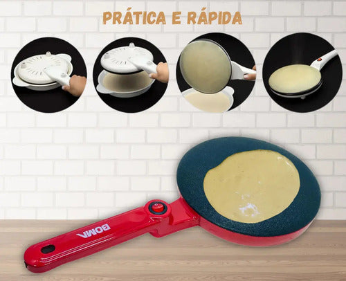 Panquequera Electrica Antiadherente Friollas Crepera 650w Rojo
