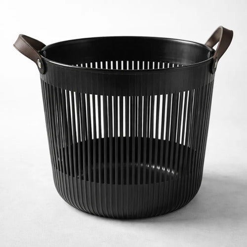 Canasto Cesto Organizador Plastico Multiuso Asa Flexible 36c Negro