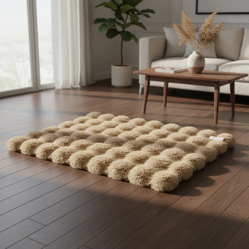 Alfombra Suave Base Gamuza Felpa Relieve 50x80cm Dormitorio 80 M 50 M Beige