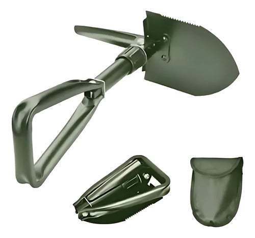 Pala Con Pico Camping Jardin Plegable Con Estuche Verde