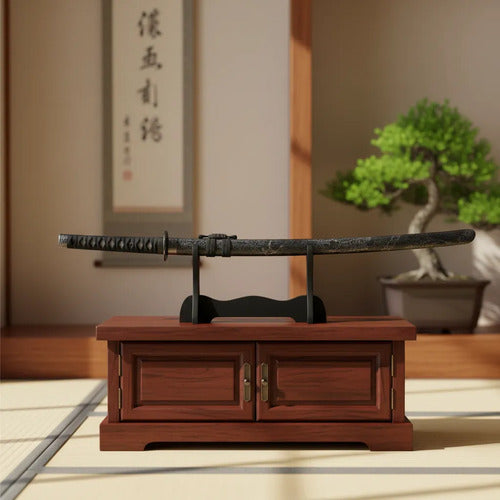 Katana Decorativa Japonesa Soporte Base Samurai Espada 100cm Negro