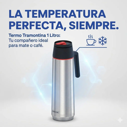 Termo Mate Acero Bala Inoxidable 1l Fuerte Calidad Superior Plateado