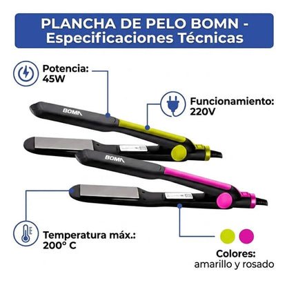 Plancha Pelo Boma Profesional 200c En 2 Colores Amarilo Rosa Rosa