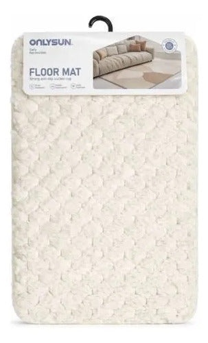 Alfombra Tapete Suave Felpa Antideslizante Baño Rectangular Crema
