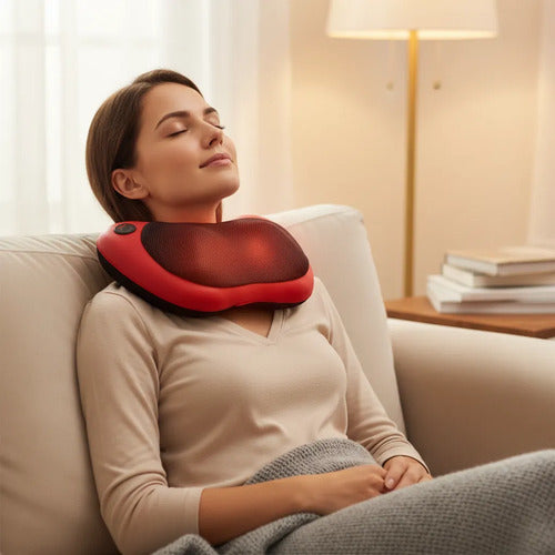 Masajeador Almohada Cervical Espalda Cuello Cintura Piernas Rojo
