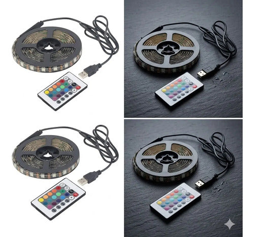 Tira Cinta Led Rgb 3m Usb Con Control Remoto Adhesiva Ip65 Rgb