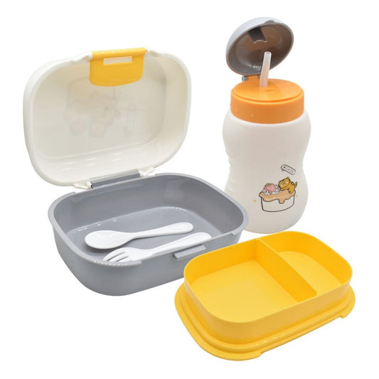 Lonchera Vianda Con Vaso Y Cubiertos De Plastico Para Niños