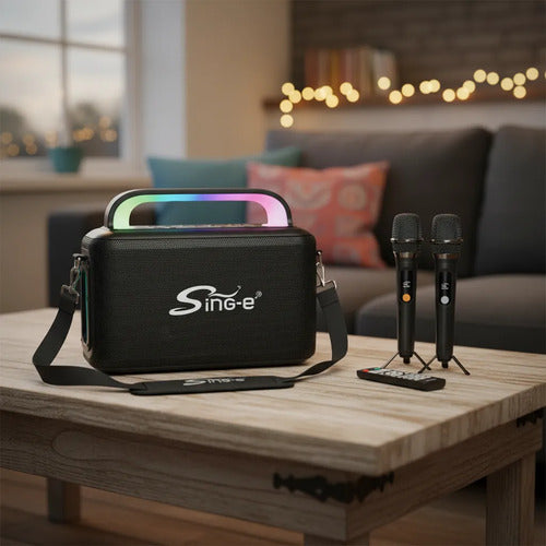 Parlante Bluetooth Equipo Karaoke Microfono Luces Rgb 300w Negro