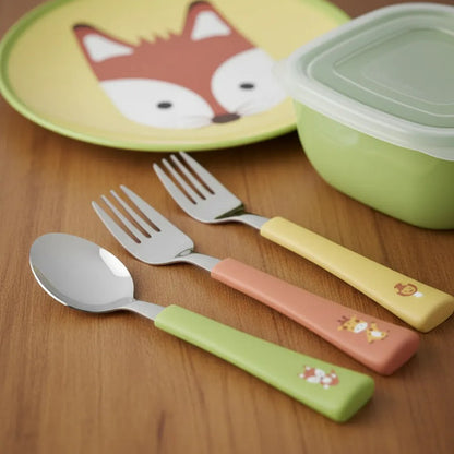 Set Juego De Cubiertos Infantil Plato Recipiente X5 Piezas Aleatorio