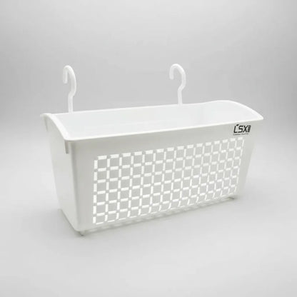 Canasto Organizador Colgante Plástico Ganchos 29cm Blanco