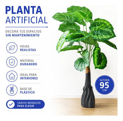 Adorno Planta Artificial Hojas Decoracion Interior Plastico Verde