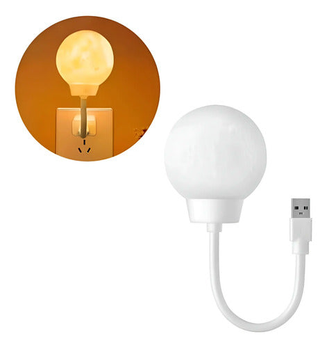 Lampara Veladora Led Usb Decorativa Diseño Luna Blanco