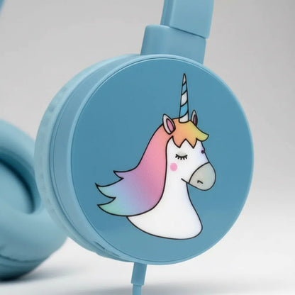 Auriculares Infantil Unicornio Niños Cable Vincha Ajustable Azul