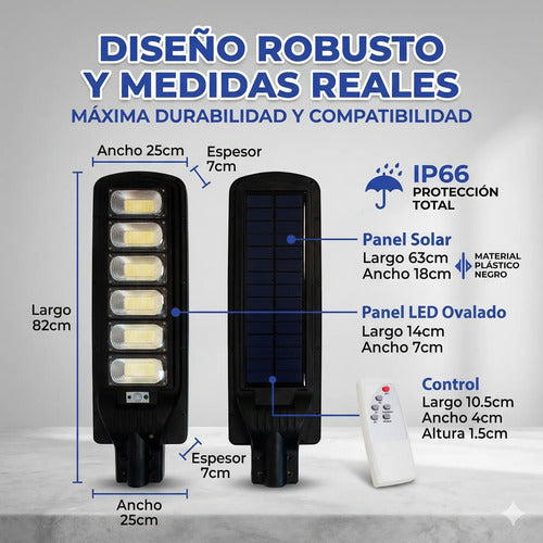 Foco Solar Led 300w Con Sensor Movimiento Exterior + Control Blanco Frío