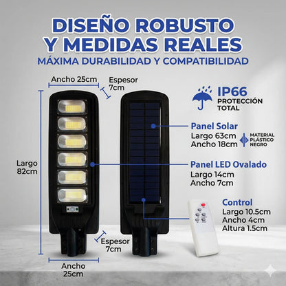 Foco Solar Led 300w Con Sensor Movimiento Exterior + Control Blanco Frío