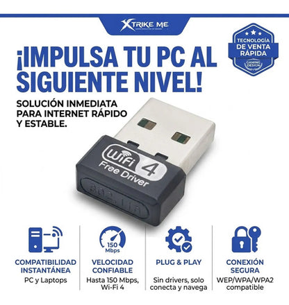 Adaptador Red Wifi Usb Inalambrico Pc 150mbps Nano Antena