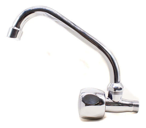 Canilla Cocina Pared Unitaria Grifo Mesada Metal Agua Fria Cromado Cromado Brillante