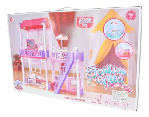 Casa Muñecas Grande 2 Pisos +112 Piezas Accesorios Muebles Rosa