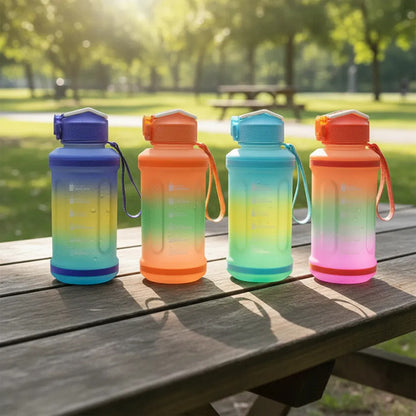 Botella Agua Deportiva Pico Silicona Marcador Motivacional Celeste