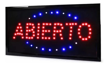 Cartel Led Luminoso Abierto 220v Azul Y Rojo 48x25 Veoquiero Azul Y Rojo Veoquiero