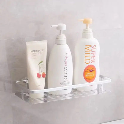 X2 Estante Repisa Rectangular Ducha Baño Cocina Con Adhesivo Plateado