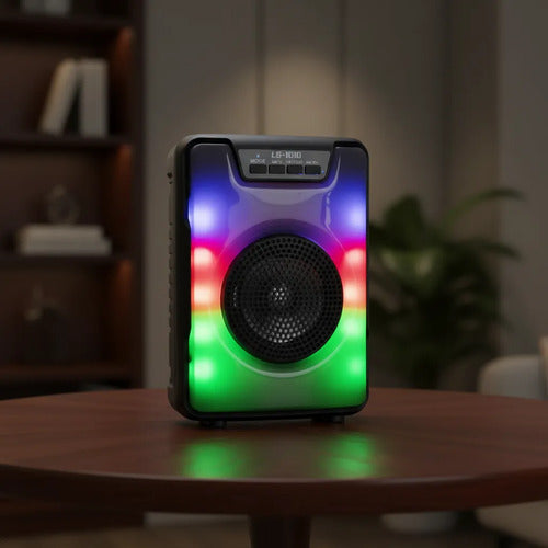 Parlante Inalambrico Bluetooth Ios Android Luces Rgb Usb Tws Negro Mate