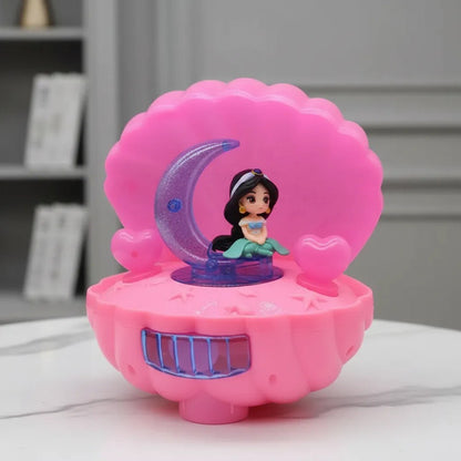 Caja Musical Infantil Veladora Luces Proyectoras Muñeca Giro Rosa