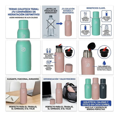 Termo Acero Inoxidable Doble Pared Vacio Pico Cebador 750ml Aleatorio