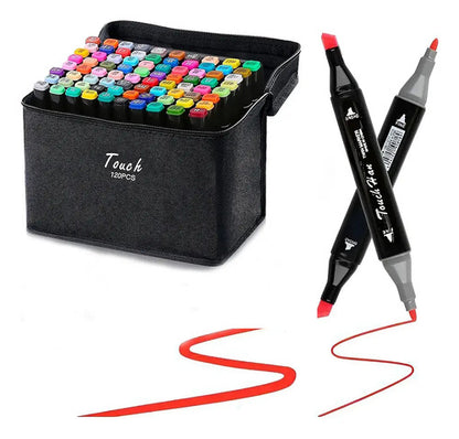 Marcadores Doble Punta Estuche X120 Colores Touch Veoquiero Negro 120