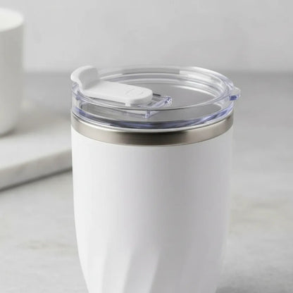 Vaso Taza Revolvedora Mezclador Automatico Usb Recargable Blanco Liso Moderno Con Tapa Transparente
