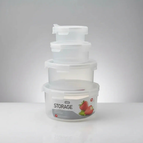 Set Recipientes Hermeticos Redondos X4 Plasticos Blanco