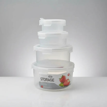 Set Recipientes Hermeticos Redondos X4 Plasticos Blanco