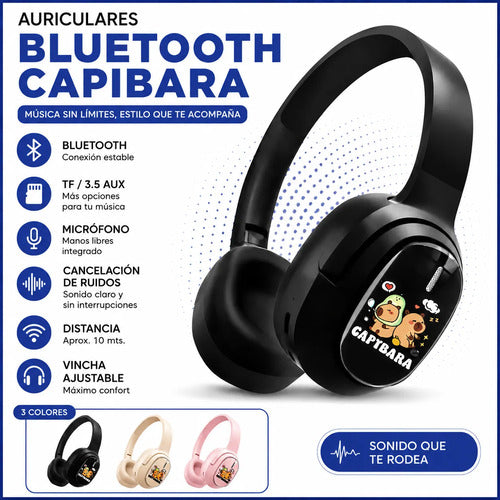 Auriculares Bluetooth Capibara Manos Libres Cancelación Aleatorio