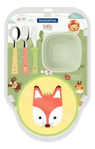 Set Juego De Cubiertos Infantil Plato Recipiente X5 Piezas Aleatorio