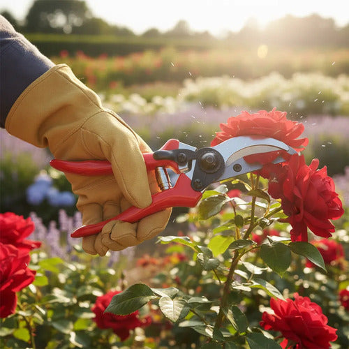 Tijera De Podar Jardinería 20cm Bloqueo Corte Ramas Ligeras Rojo