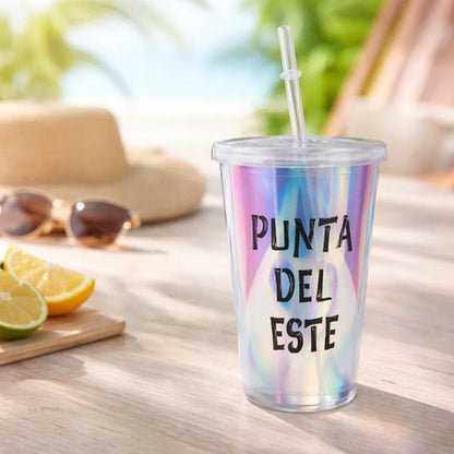 Vaso Acrílico Reutilizable Tapa Sorbito 16cm Punta Del Este Aleatorio