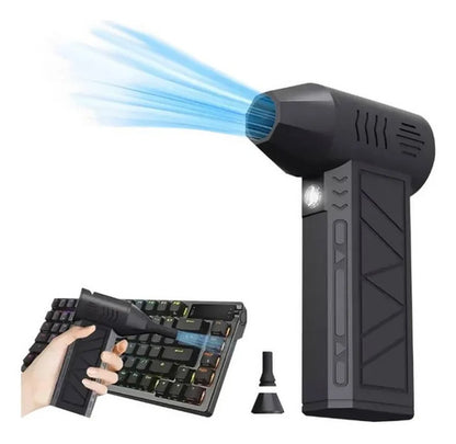 Mini Sopladora De Aire Turbo Recargable 4000mah Portátil Led Negro